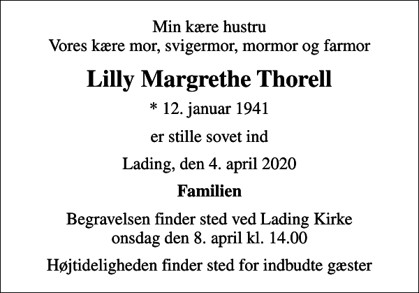 Lilly ddsannonce rhus Stiftstidende april 2020